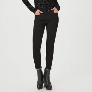 PAIGE - Verdugo Crop Skinny Jeans in Black - Stretchy & Soft